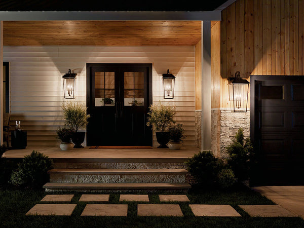 Caldwell 13" Three Lights Outdoor Wall Light, Clear Glass / Olde Bronze