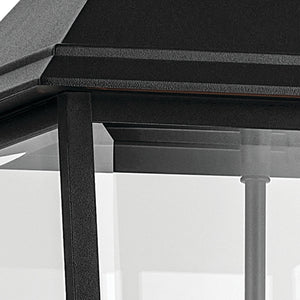 Caldwell 11" Two Lights Outdoor Hanging Light, Clear Glass / Textured Black