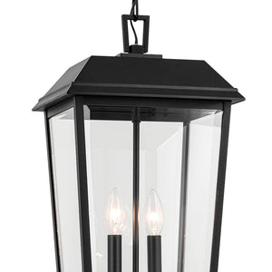 Caldwell 11" Two Lights Outdoor Hanging Light, Clear Glass / Textured Black