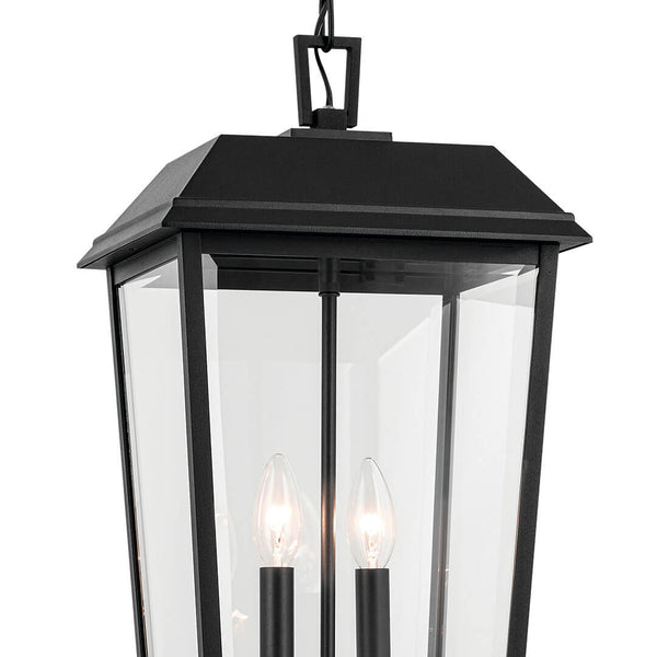 Caldwell 11" Two Lights Outdoor Pendant, Clear Glass / Textured Black