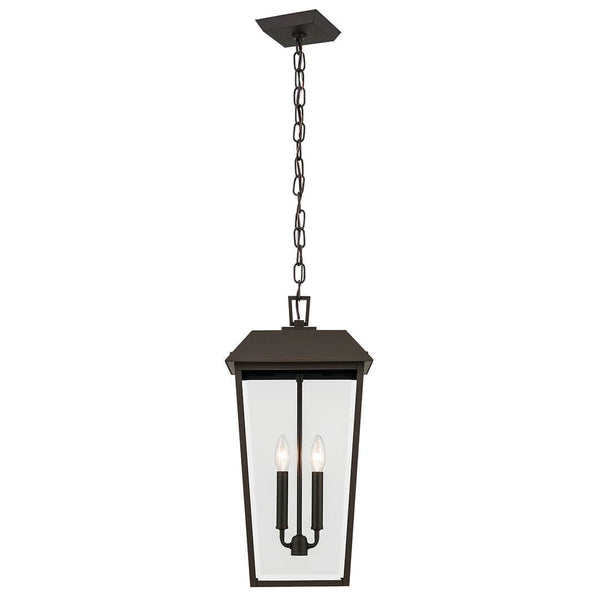 Caldwell 11" Two Lights Outdoor Pendant, Clear Glass / Olde Bronze