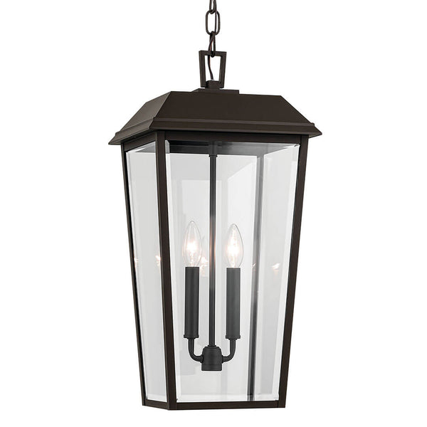 Caldwell 11" Two Lights Outdoor Pendant, Clear Glass / Olde Bronze