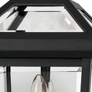 Hudson 14" Two Lights Outdoor Wall Light, Clear Glass / Textured Black