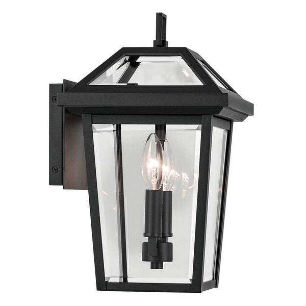 Hudson 14" Two Lights Outdoor Wall Light, Clear Glass / Textured Black
