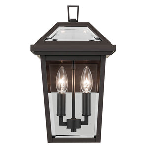 Hudson 14" Two Lights Outdoor Wall Light, Clear Glass / Olde Bronze