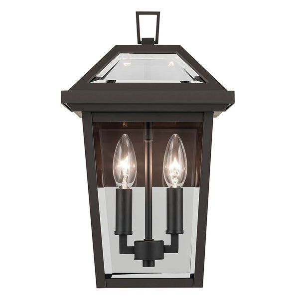 Hudson 14" Two Lights Outdoor Wall Light, Clear Glass / Olde Bronze