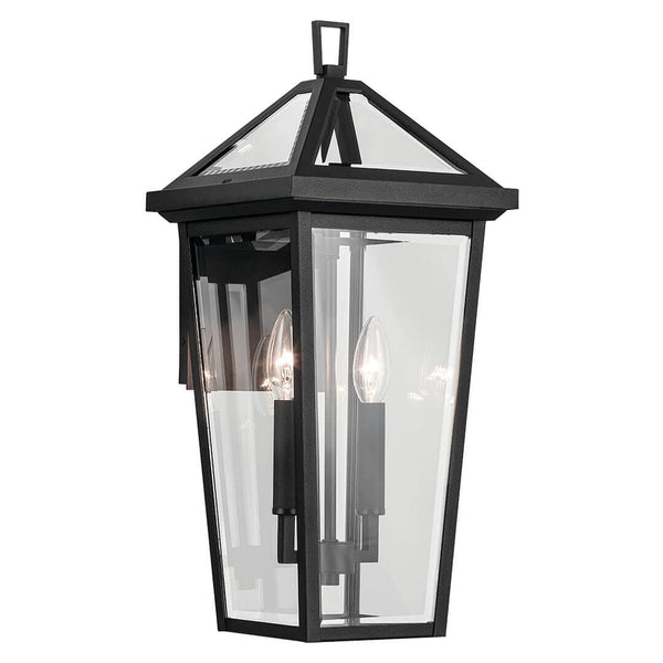 Hudson 19" Two Lights Outdoor Wall Light, Clear Glass / Textured Black