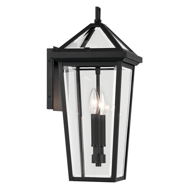 Hudson 19" Two Lights Outdoor Wall Light, Clear Glass / Textured Black