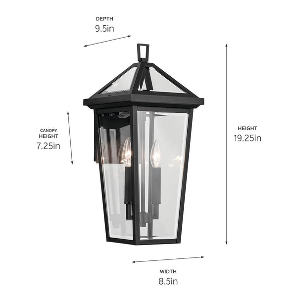 Hudson 19" Two Lights Outdoor Wall Light, Clear Glass / Textured Black