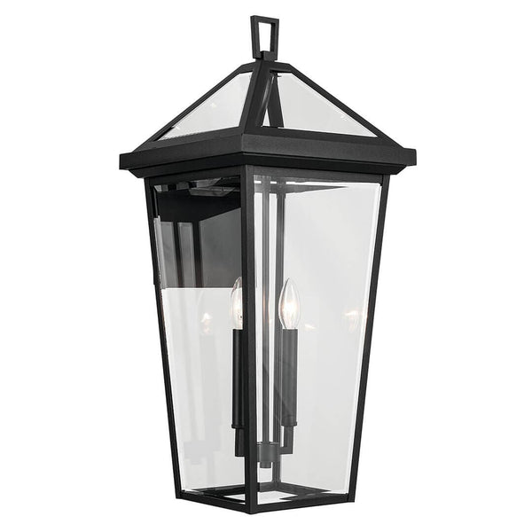 Hudson 26" Two Lights Outdoor Wall Light, Clear Glass / Textured Black