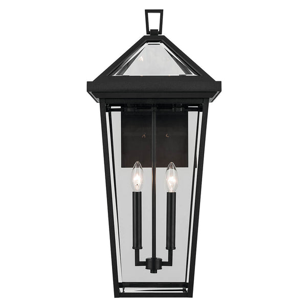 Hudson 26" Two Lights Outdoor Wall Light, Clear Glass / Textured Black