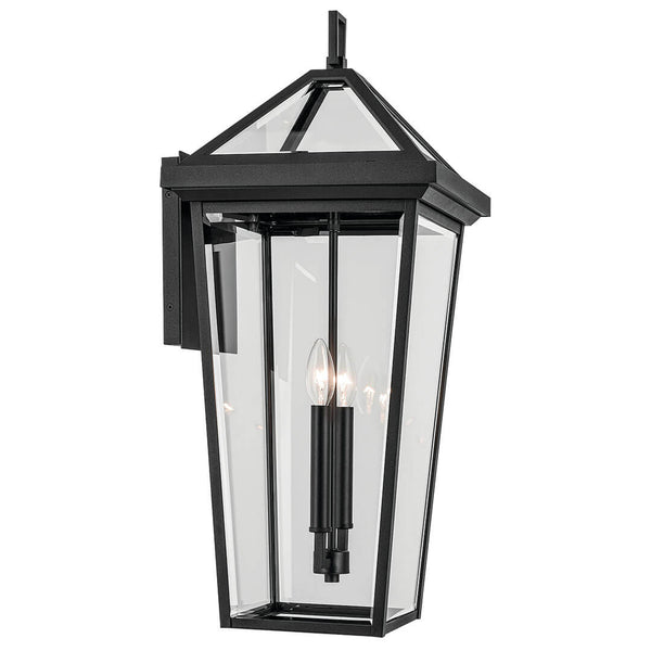 Hudson 26" Two Lights Outdoor Wall Light, Clear Glass / Textured Black