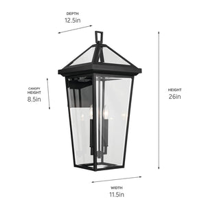 Hudson 26" Two Lights Outdoor Wall Light, Clear Glass / Textured Black