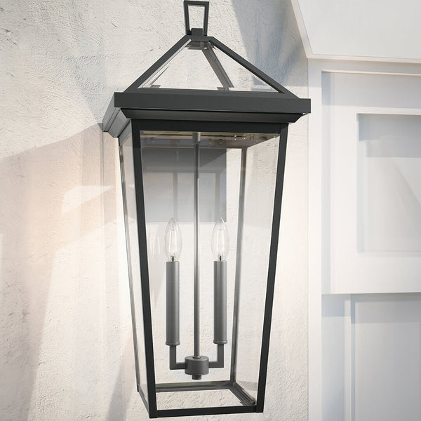 Hudson 26" Two Lights Outdoor Wall Light, Clear Glass / Textured Black