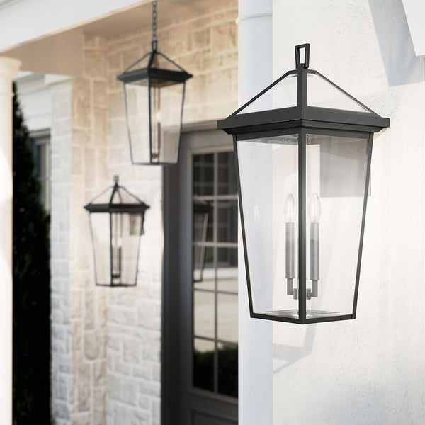Hudson 26" Two Lights Outdoor Wall Light, Clear Glass / Textured Black