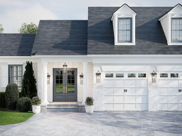 Hudson 26" Two Lights Outdoor Wall Light, Clear Glass / Textured Black