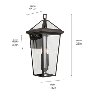 Hudson 26" Two Lights Outdoor Wall Light, Clear Glass / Olde Bronze