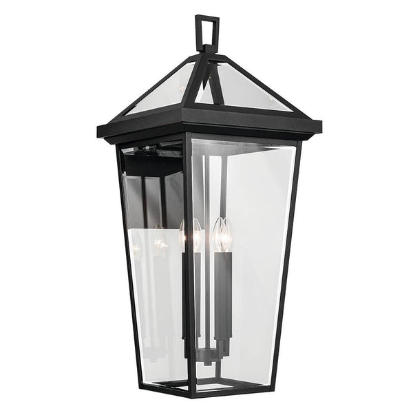 Hudson 30" Four Lights Outdoor Wall Light, Clear Glass / Textured Black