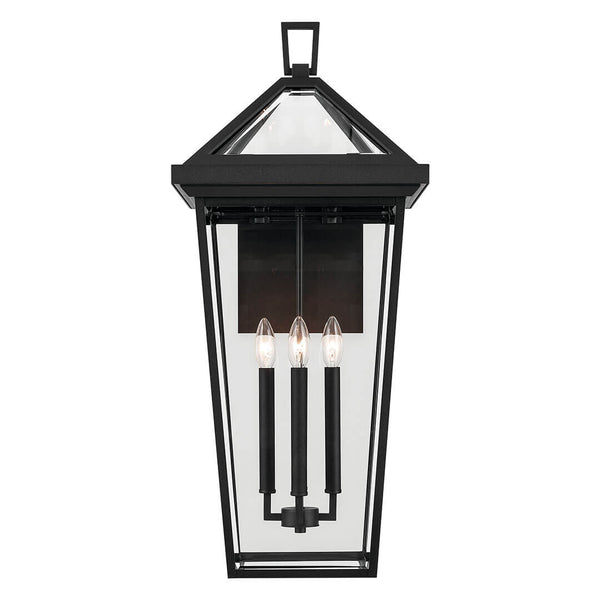 Hudson 30" Four Lights Outdoor Wall Light, Clear Glass / Textured Black