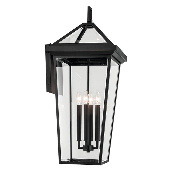 Hudson 30" Four Lights Outdoor Wall Light, Clear Glass / Textured Black