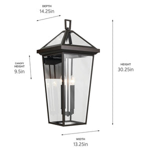 Hudson 30" Four Lights Outdoor Wall Light, Clear Glass / Olde Bronze