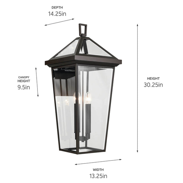 Hudson 30" Four Lights Outdoor Wall Light, Clear Glass / Olde Bronze