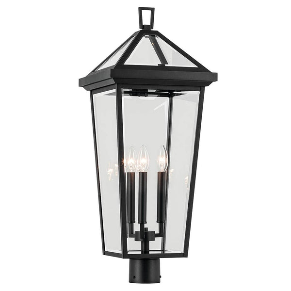 Hudson 29" Three Lights Outdoor Wall Light, Clear Glass / Textured Black