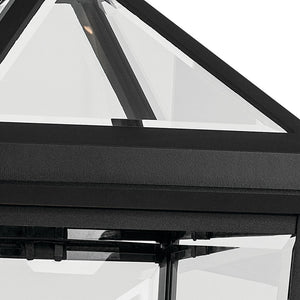 Hudson 29" Three Lights Outdoor Post Light, Clear Glass / Textured Black