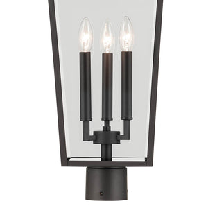 Hudson 29" Three Lights Outdoor Post Light, Clear Glass / Olde Bronze