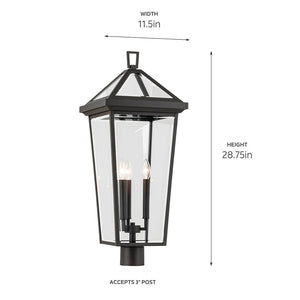 Hudson 29" Three Lights Outdoor Post Light, Clear Glass / Olde Bronze