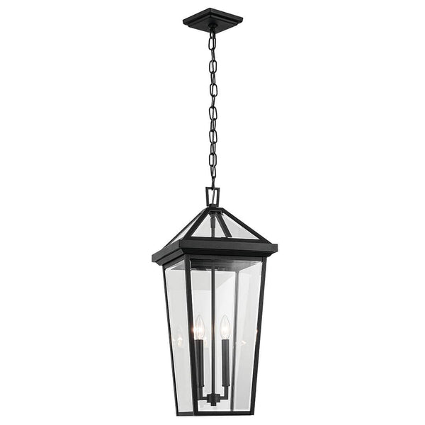 Hudson 26" Two Lights Outdoor Pendant, Clear Glass / Textured Black