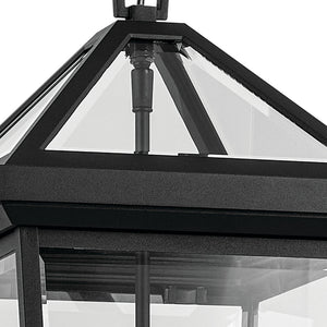 Hudson 26" Two Lights Outdoor Hanging Light, Clear Glass / Textured Black