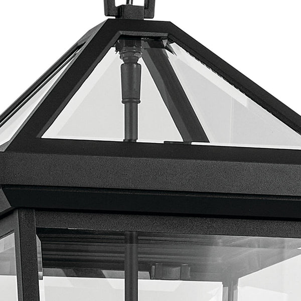 Hudson 26" Two Lights Outdoor Pendant, Clear Glass / Textured Black