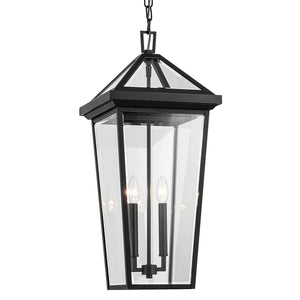 Hudson 26" Two Lights Outdoor Hanging Light, Clear Glass / Textured Black