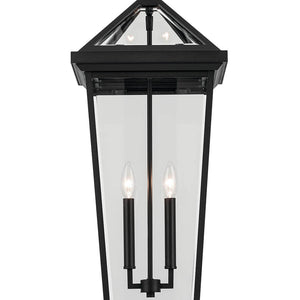 Hudson 26" Two Lights Outdoor Hanging Light, Clear Glass / Textured Black
