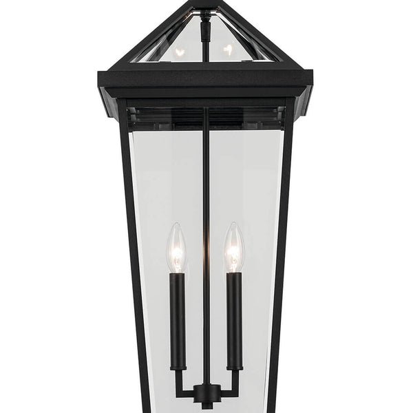 Hudson 26" Two Lights Outdoor Pendant, Clear Glass / Textured Black
