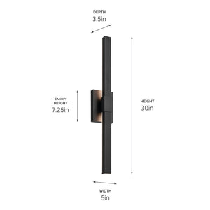 Nyx 30" LED Outdoor Wall Light, Textured Black