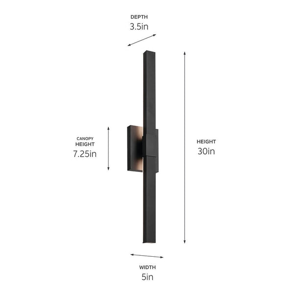 Nyx 30" LED Outdoor Wall Light, Textured Black