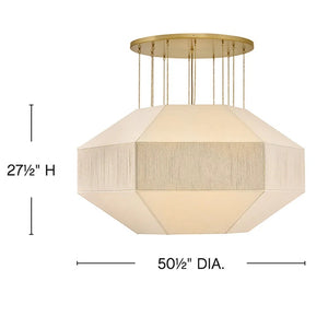 Lyla 50" Ten Lights Large Convertible Chandelier, Lacquered Brass