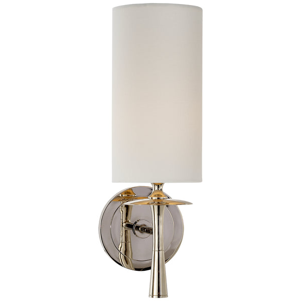Drunmore 4.5" One Light Wall Sconce, Polished Nickel with Linen Shade