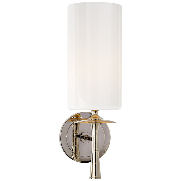 Drunmore 4.5" One Light Wall Sconce, Polished Nickel with White Glass