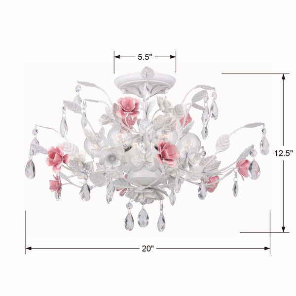 Rosie 20'' Six Light Semi Flush Mount, White - Alternate Product Image 1.jpg