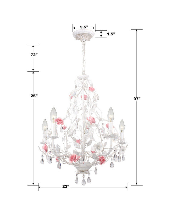 Rosie 22'' Five Light Chandelier, White - Alternate Product Image 1.jpg