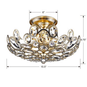 Jewel 16'' Three Light Semi Flush Mount, Distressed Gold - Alternate Product Image 1.jpg