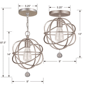 Soleil 9'' One Light Pendant, Antique Silver - Alternate Product Image 2.jpg