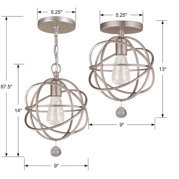 Soleil 9'' One Light Pendant, Antique Silver - Alternate Product Image 2.jpg