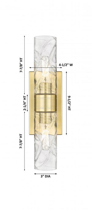 Century 18" Two Lights Bath Vanity Light, Satin Gold