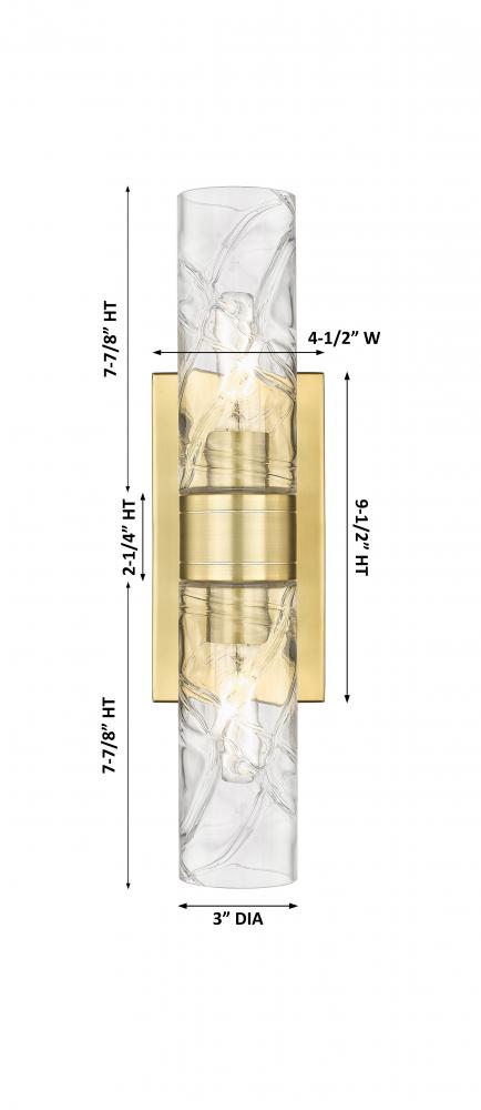 Century 18" Two Lights Bath Vanity Light, Satin Gold