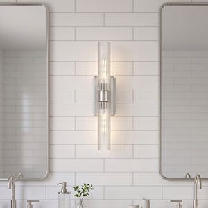 Century 24" Two Lights Bath Vanity Light, Satin Nickel