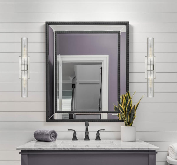 Century 24" Two Lights Bath Vanity Light, Satin Nickel